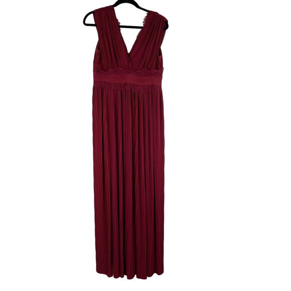 ASOS Maroon Pleated Lace Empire Waist Maxi Dress Women's Size 8 Wedding Bridal - Picture 1 of 13